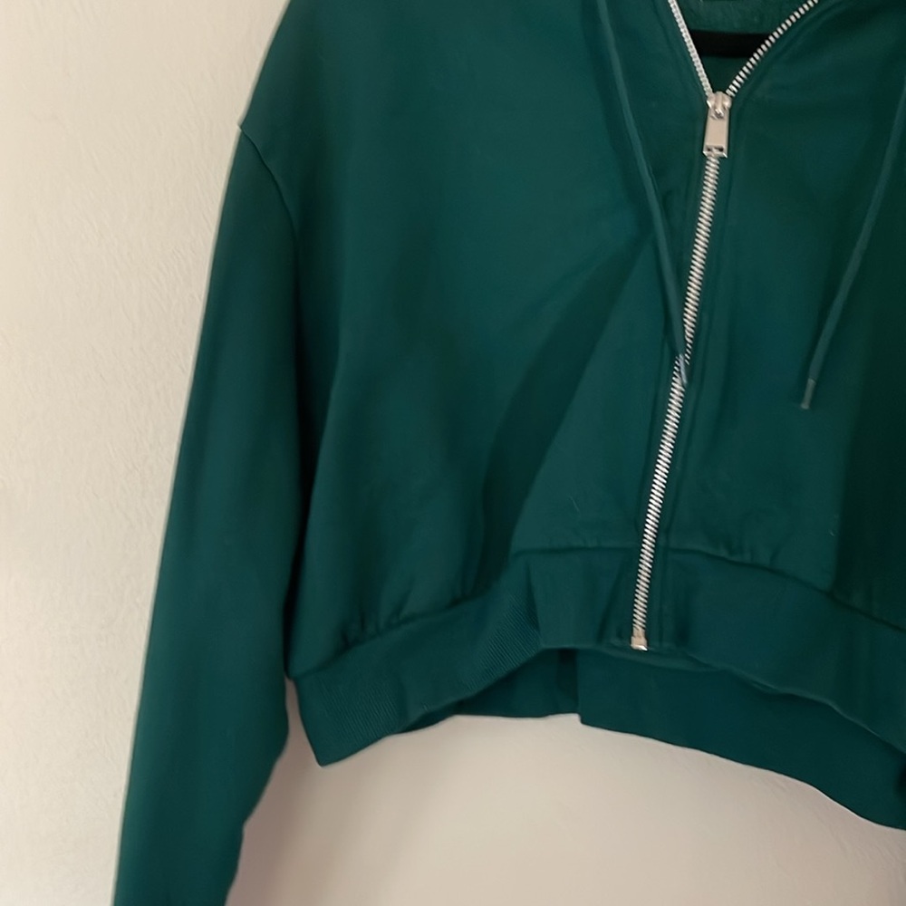 H&M Green Zip-Up Crop Hoodie Size XXL - Picture 3 of 4